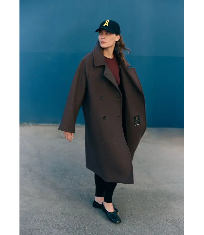 ARMEDANGELS •• Wool Double breasted Coat | Claystone Melange