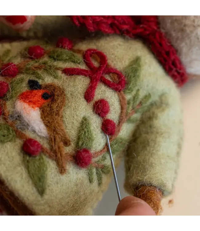 SJAAL MET VERHAAL  •• Decoratie Hert English Christmas Roodborstje