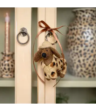 SJAAL MET VERHAAL  •• Hanger Teckel Panter Beige