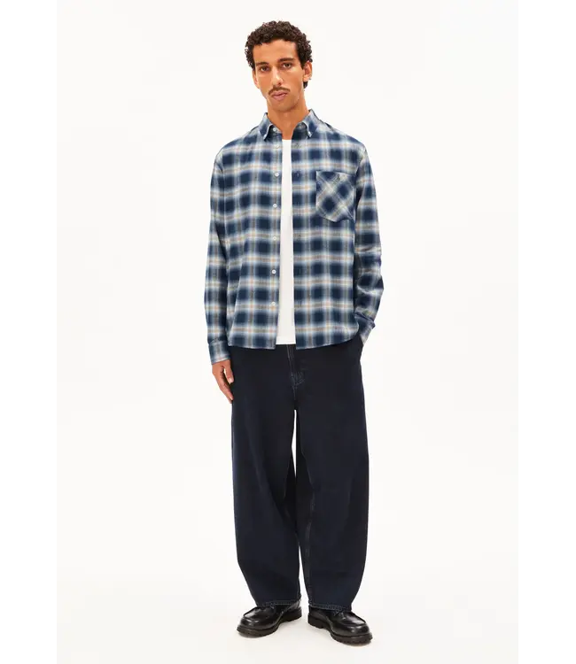 ARMEDANGELS •• Cotton Check Longsleeve Shirt | Tinted Navy