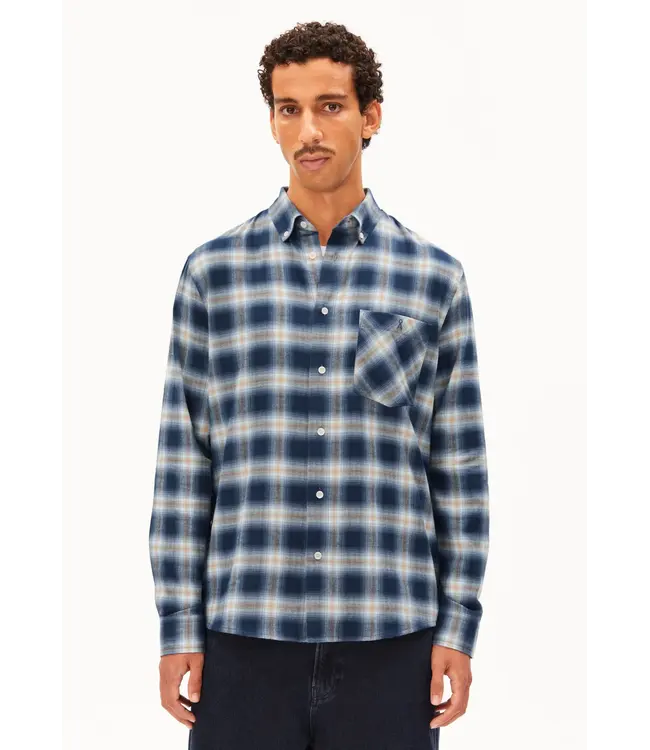 ARMEDANGELS •• Cotton Check Longsleeve Shirt | Tinted Navy