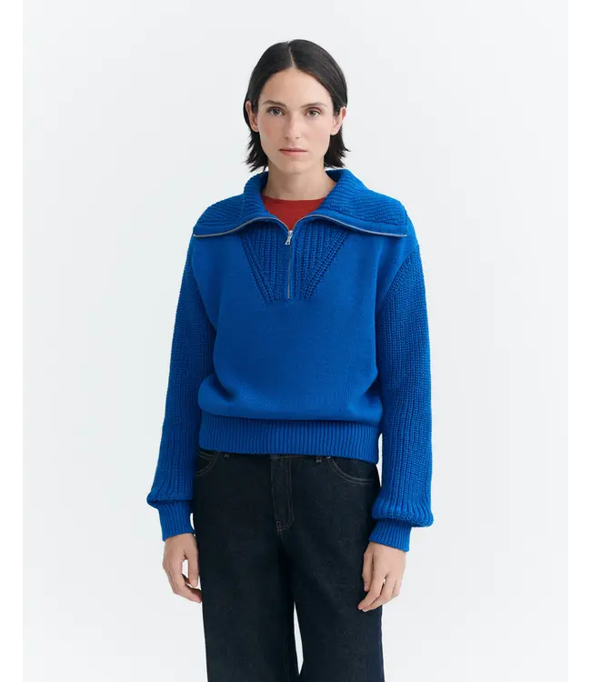 THINKING MU •• Royal Tanit Knitted Sweater | Blue