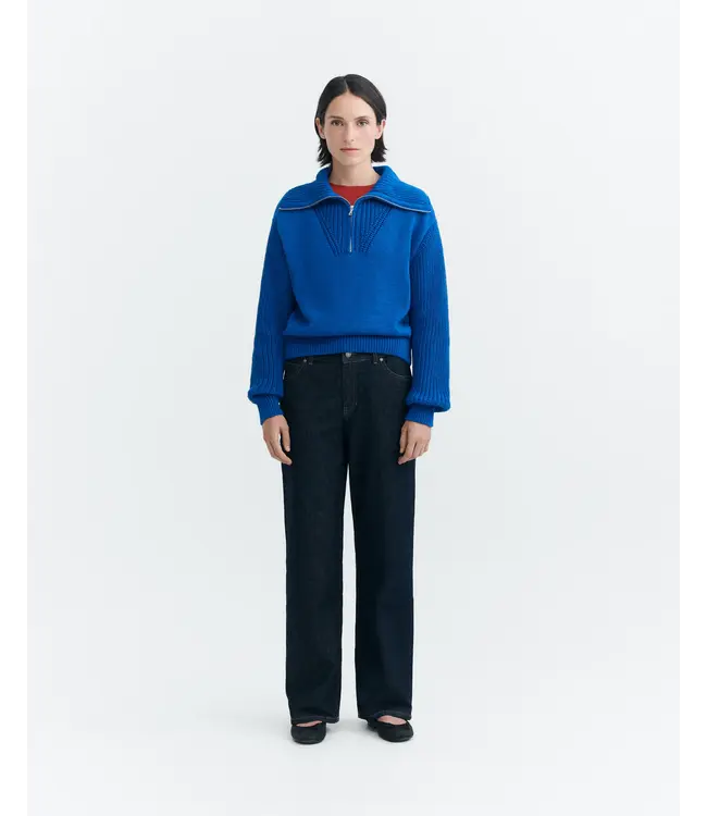 THINKING MU •• Royal Tanit Knitted Sweater | Blue