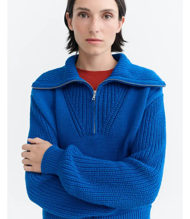 THINKING MU •• Royal Tanit Knitted Sweater | Blue