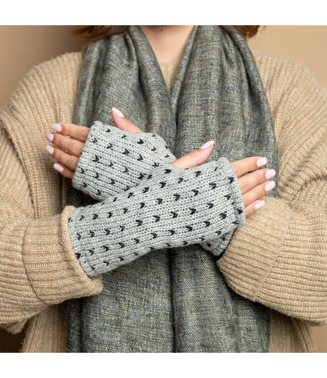 SJAAL MET VERHAAL  •• Handwarmers Lovely Lichtgrijs Gemêleerd