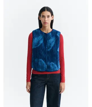 THINKING MU •• Lotus Jay Vest Jacquard | Blue