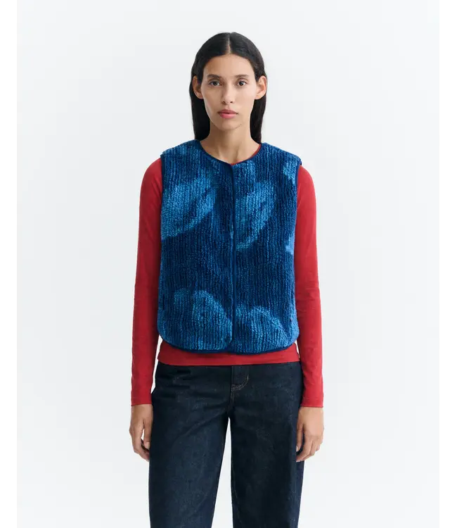 THINKING MU •• Lotus Jay Vest Jacquard | Blue