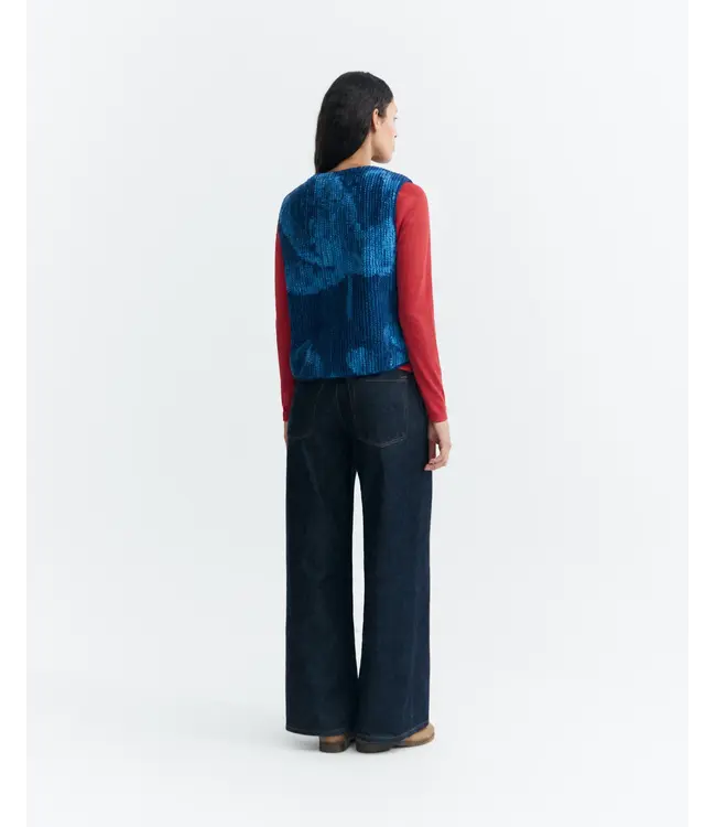 THINKING MU •• Lotus Jay Vest Jacquard | Blue
