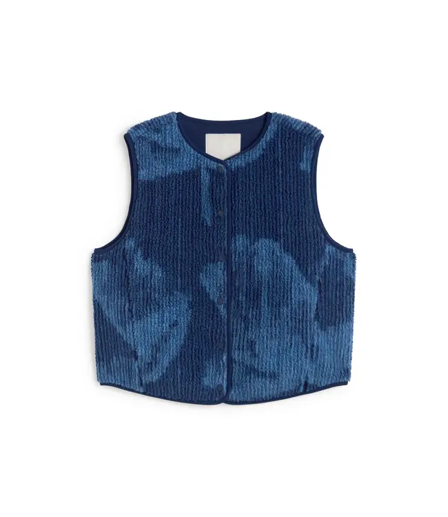 THINKING MU •• Lotus Jay Vest Jacquard | Blue