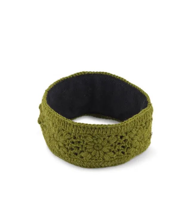 SJAAL MET VERHAAL  •• Haarband Granny Square Legergroen