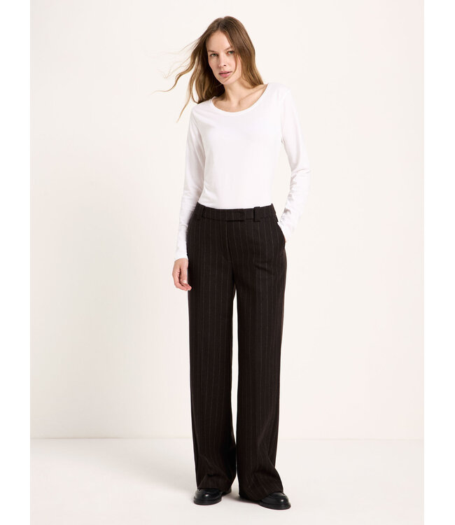 LANIUS •• Nadelstreifen Marlenehose | Bitterchocolate/ Cream