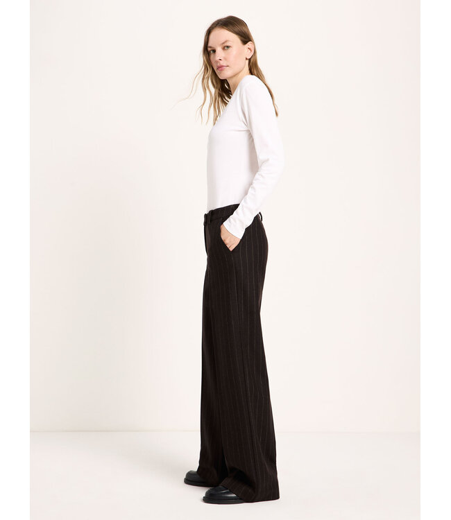 LANIUS •• Nadelstreifen Marlenehose | Bitterchocolate/ Cream
