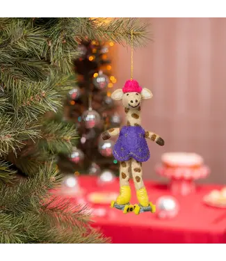 SJAAL MET VERHAAL  •• Hanger Giraffe op Rollerskates Paars