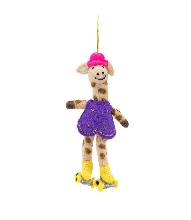 SJAAL MET VERHAAL  •• Hanger Giraffe op Rollerskates Paars