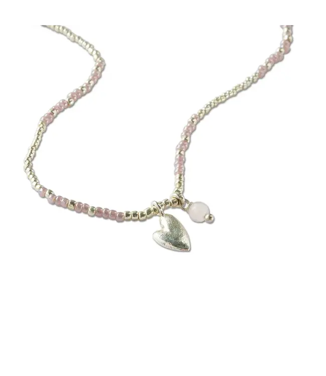 A BEAUTIFUL STORY •• Honored Rose Quartz Necklace Silver Colored