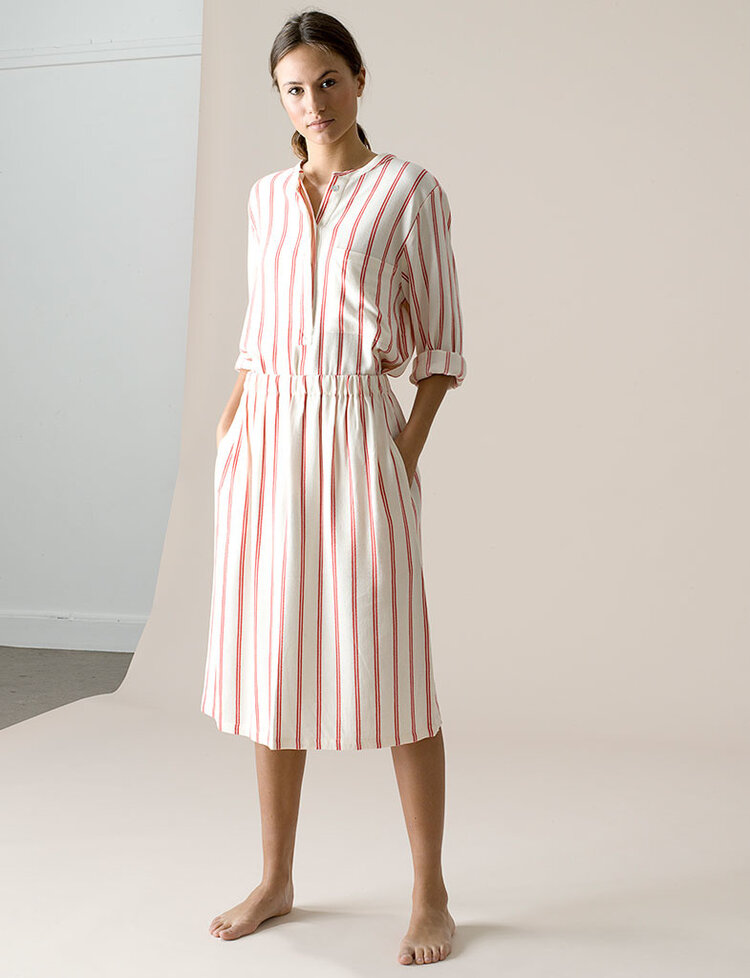 Dutchess Pocket shirt white/red stripe