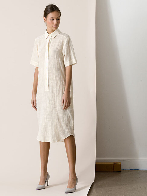 Dutchess Shirt dress - off white lurex