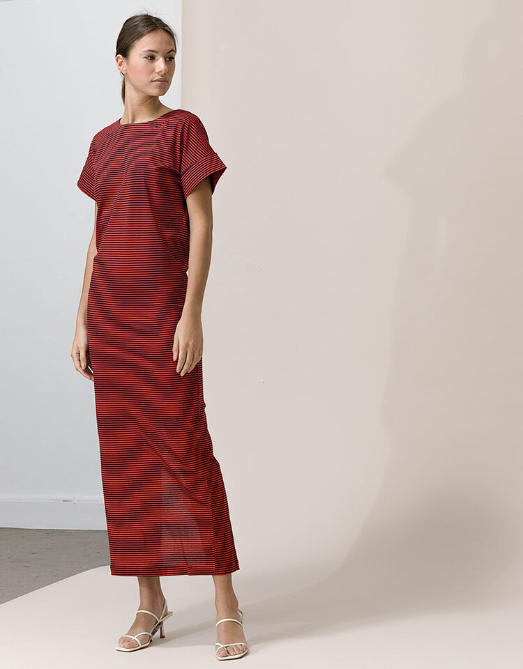 Dutchess Charlie dress - navy/red stripe