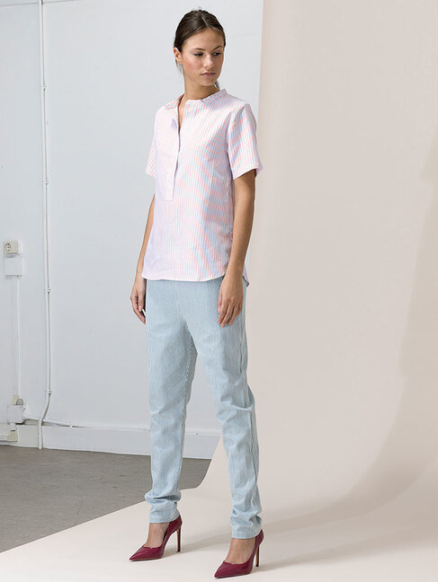 Dutchess Avon blouse - red/white/blue stripe