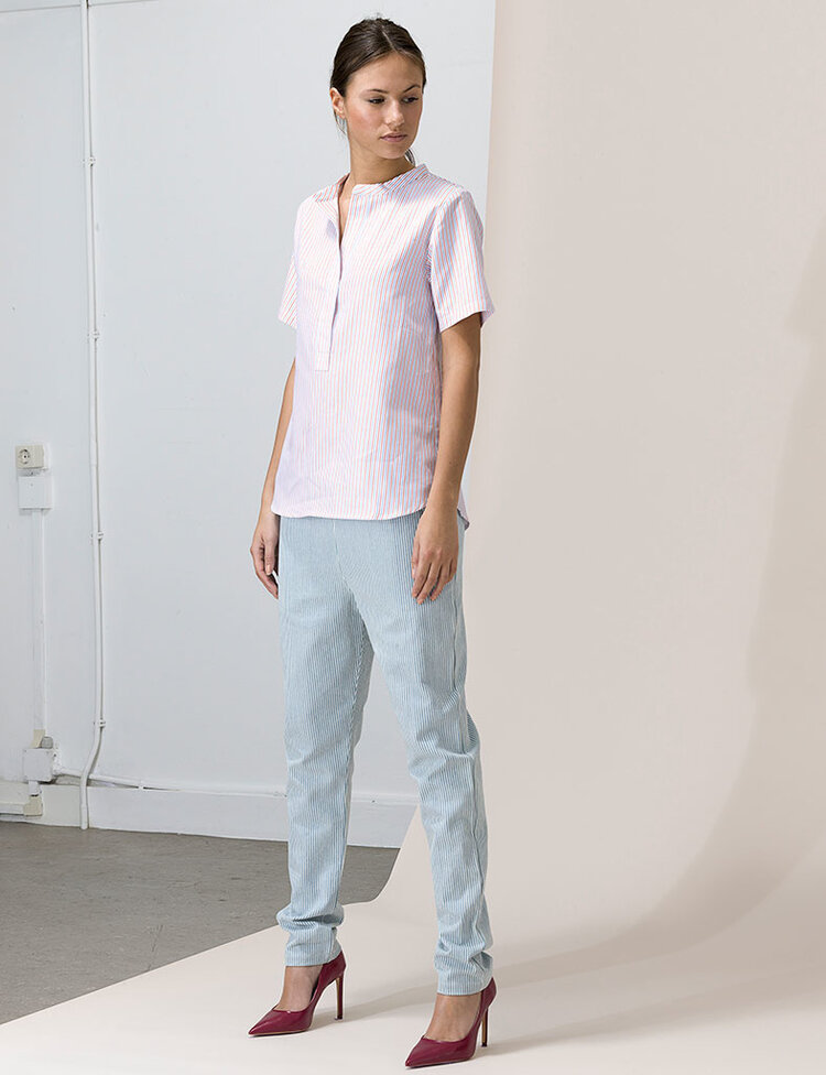 Dutchess Avon blouse - red/white/blue stripe