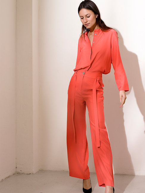 Dutchess Staple shirt silk - Coral