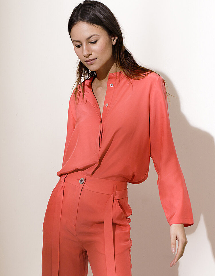Dutchess Staple shirt silk -  Coral