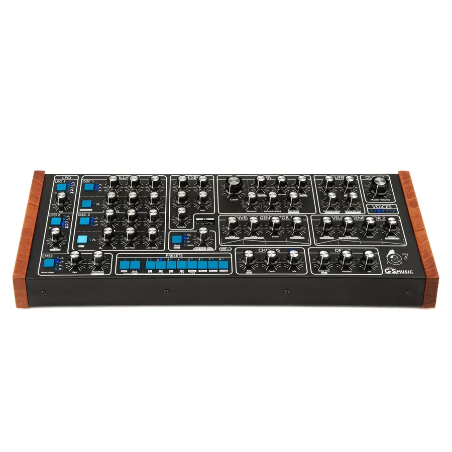GS Music e7 Analog Polyphonic Synthesizer (black/blue)