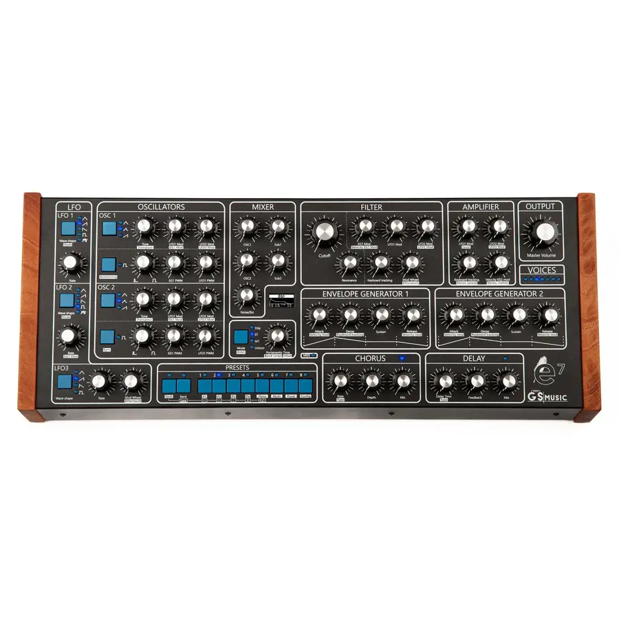 GS Music e7 Analog Polyphonic Synthesizer (black/blue)