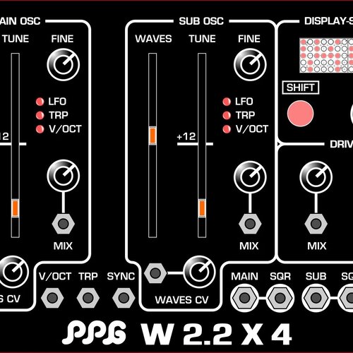PPG W2.2x4 – Dual Wavetable Oscillator + Subbass / Overdrive / VCA 