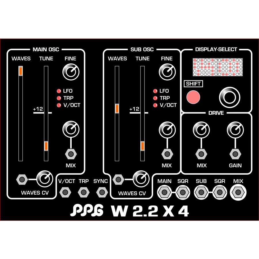 PPG W2.2x4 – Dual Wavetable Oscillator + Subbass / Overdrive / VCA