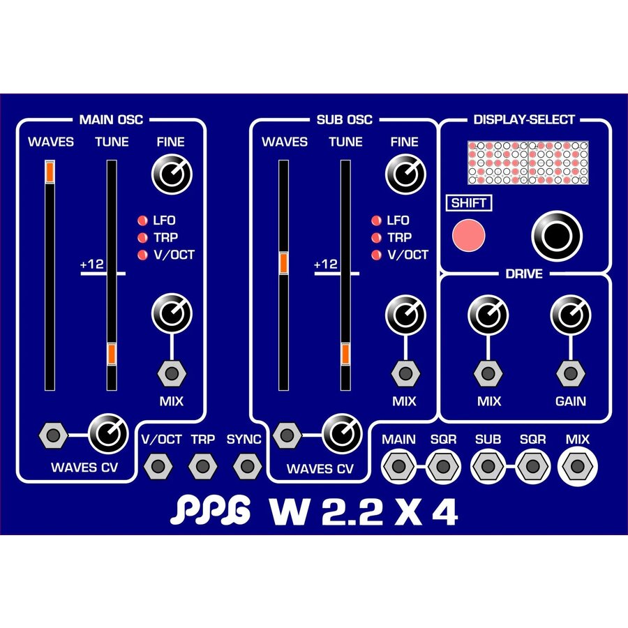 PPG W2.2x4 – Dual Wavetable Oscillator + Subbass / Overdrive / VCA