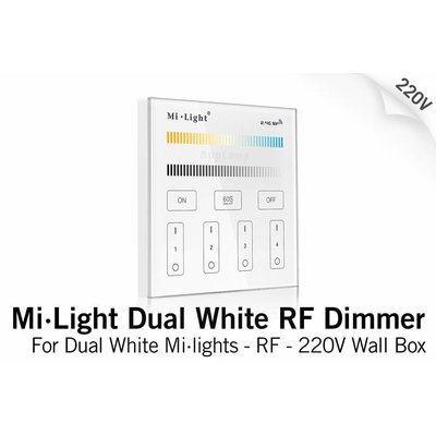 Mi·Light MiLight Inbouw Dual White RF Touch Dimmer Paneel 4-kanaals, 220V