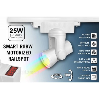 Mi·Light Alpha Lite 25W RGBW Rail Track Light 99 zones met 350º / 180º motorbediening