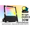 Mi·Light Zigbee LED Schijnwerper Mi-Light 30W RGBWW Kleur + Dual White. IP65 Spatwaterdicht 220V