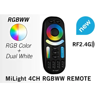 Mi·Light Zwarte touch Remote RGB+CCT (Dual White) Mi-Light RGBWW met 4-kanalen