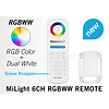 Mi·Light MiLight RGB+ DualWhite (RGB+CT) Touch  hand afstandsbediening,  6-zones, 4  scene knoppen, RF, 2xAAA