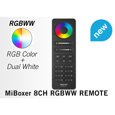 Mi·Light C8 Zwarte Touch Remote RGB+Dual White,  Mi-Light  RGBWW met 8-kanalen