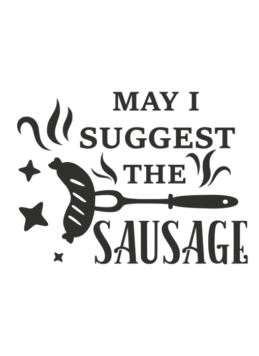 Versierendoejezo Muursticker may i suggest the sausage in de kleur zwart