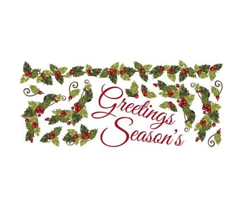 Roommates Kerst stickers "seasons greetings" hulst met besjes