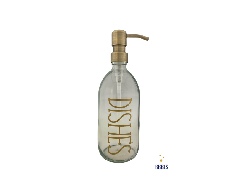 BBBLS® Glazen fles goud 'Dishes' premium -500ml