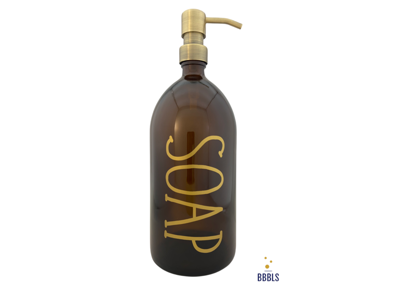 BBBLS® Bruin glazen fles goud 'Soap' premium -1ltr