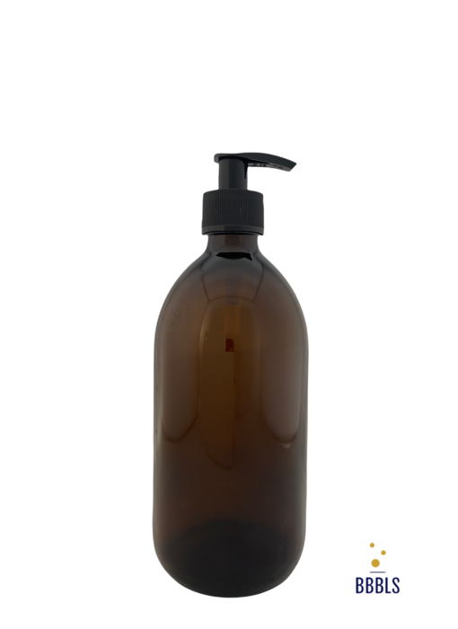 BBBLS® Zeepdispenser & Zeeppompje van amber glas|500ml|Zonder sticker|Plastic pompje