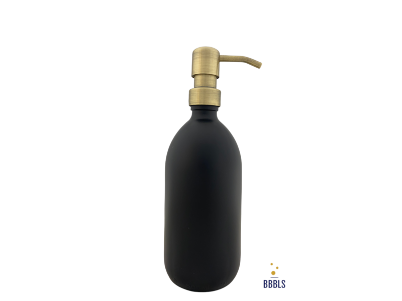 BBBLS® Zwart glazen fles premium gouden pomp-500ml
