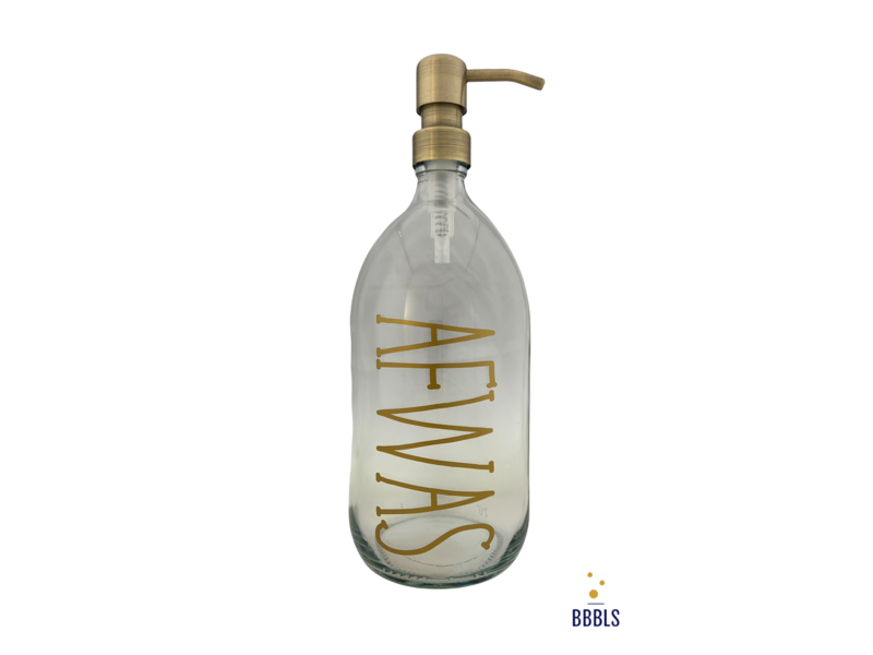 BBBLS® Glazen fles goud 'Afwas' premium -1ltr
