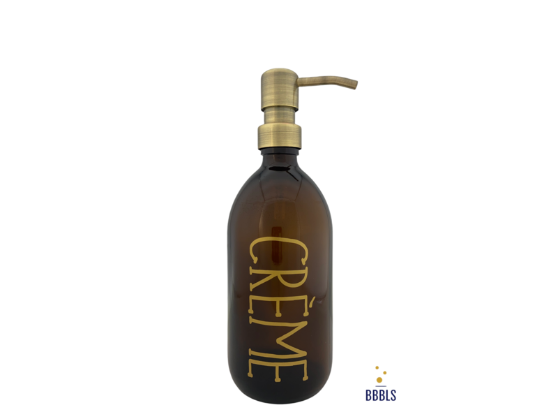 BBBLS® Bruin glazen fles goud 'Creme' premium -500ml
