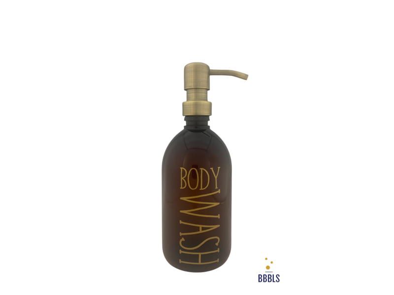 BBBLS® Bruin PET fles goud 'Bodywash' premium -500ml