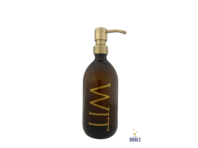 BBBLS® Bruin glazen fles goud 'Wit' premium -500ml