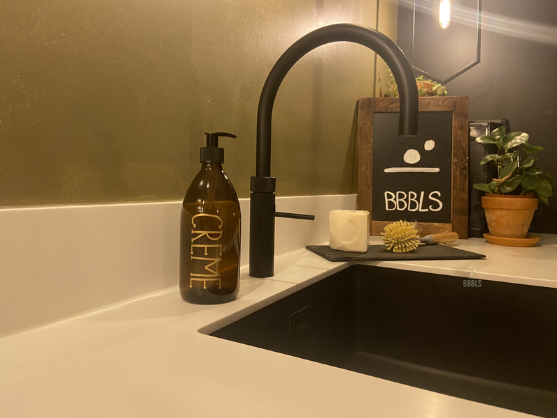 BBBLS® Bruin glazen fles goud 'Creme' basic -500ml