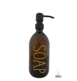 BBBLS® Bruin glazen fles goud 'Soap' premium zwart-500ml
