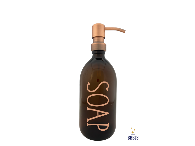BBBLS® Bruin glazen fles koper 'Soap' premium -500ml